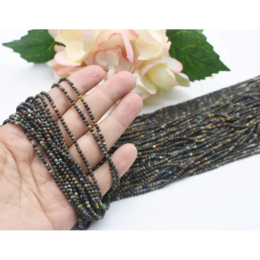 

2-4mm Natural Faceted black agate Round stone beads For DIY Bracelet Necklace Jewelry Making Strand 15