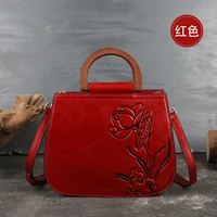 2021 new ladies handbag travel vintage embossed ladies messenger bag full grain leather one shoulder kelly bag portablebag