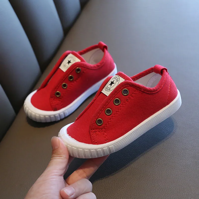 Кеды детские без шнуровки Классические мягкие холщовые кроссовки Повседневная