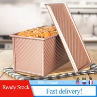 pullman loaf pan with lid non stick bakeware bread toast gold mold aluminum alloy corrugated cake kitchen tools delicious