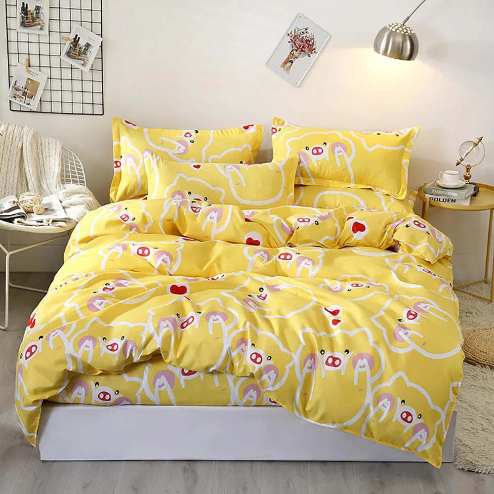 Комплект постельного белья с фламинго для девочек милый модный пододеяльником