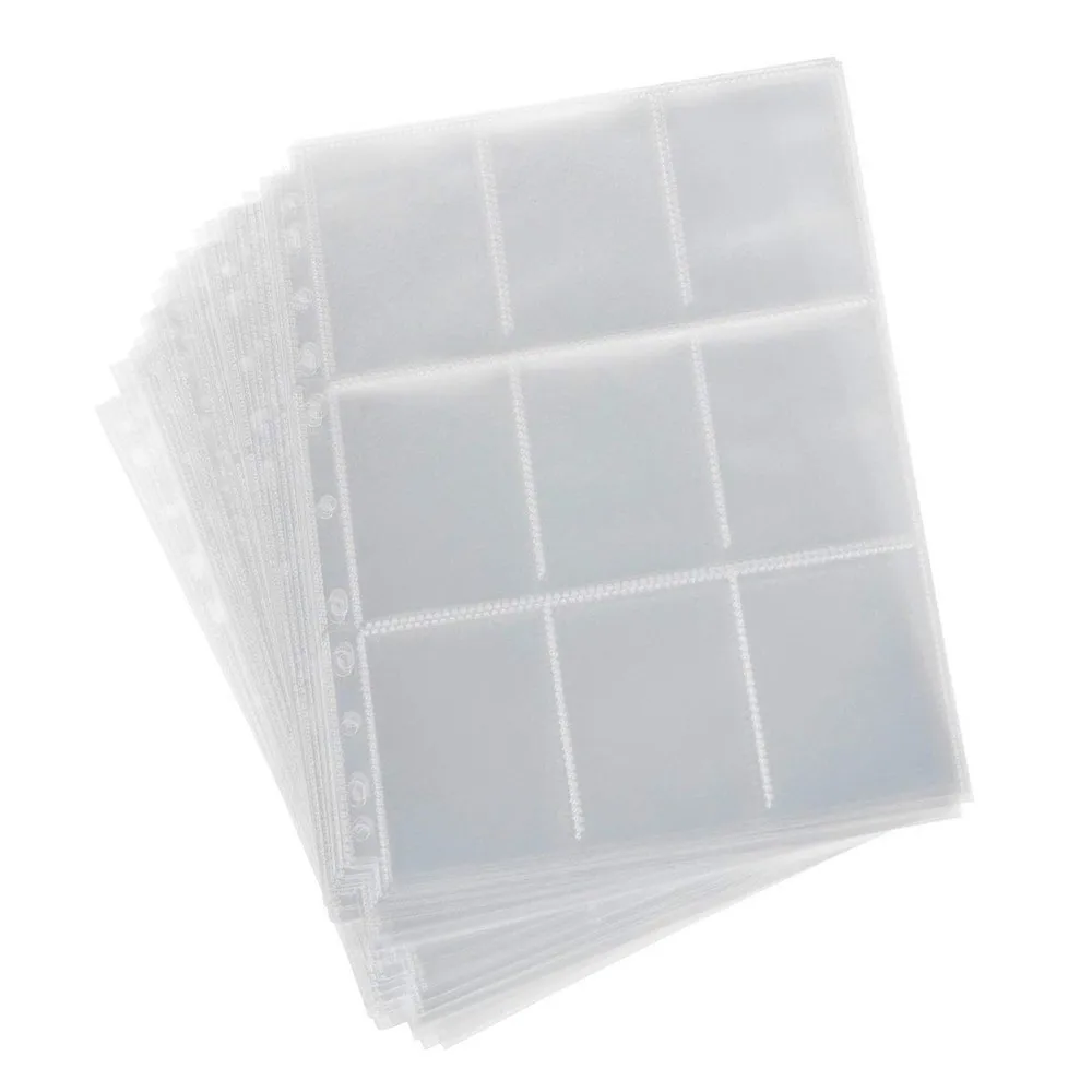 10PCS Wallets Album Pages Collection 90 Pockets Trading Stamps Gaming Card Sleeves Storage Transparent Photo Albums Organize Bag - купить по