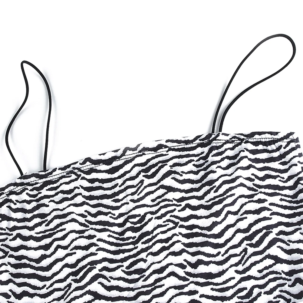 Женское платье на бретельках с принтом зебры летние сексуальные обтягивающие