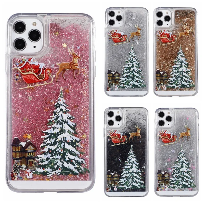 

For IPhone13ProMax Mobile Phone Case Apple 12 Santa 11 Christmas Tree Quicksand Case Protective Cover