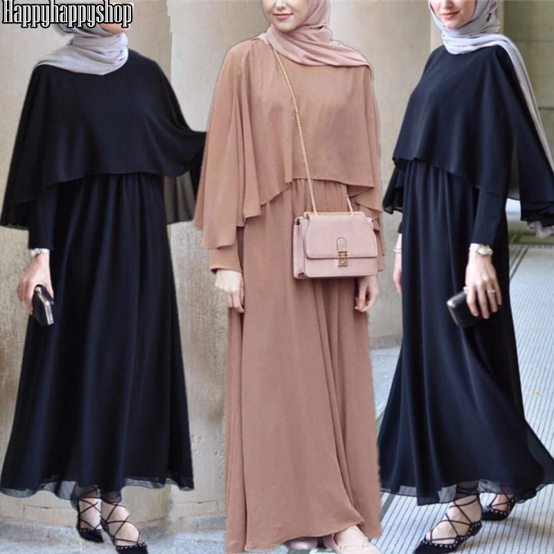 Мусульманский Исламский женский элегантный шифоновая абайя плащ тонкое платье в