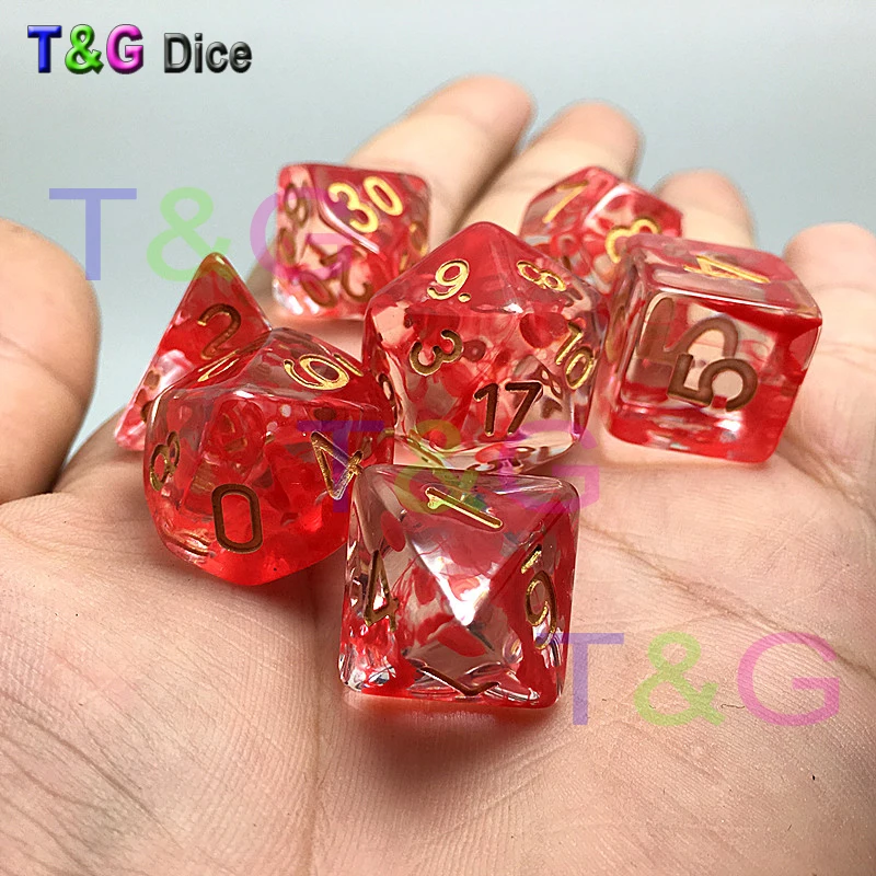 Новый Набор из 7 многогранных игральных костей для игры D &amp d plus сумка в кости