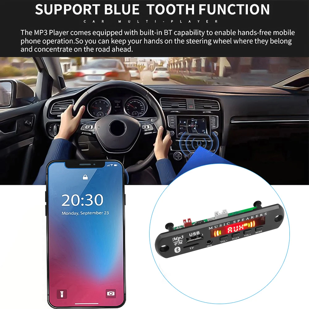 Беспроводной Bluetooth 5 0 MP3 WMA декодер плата 12 В автомобильное аудио USB TF FM радио