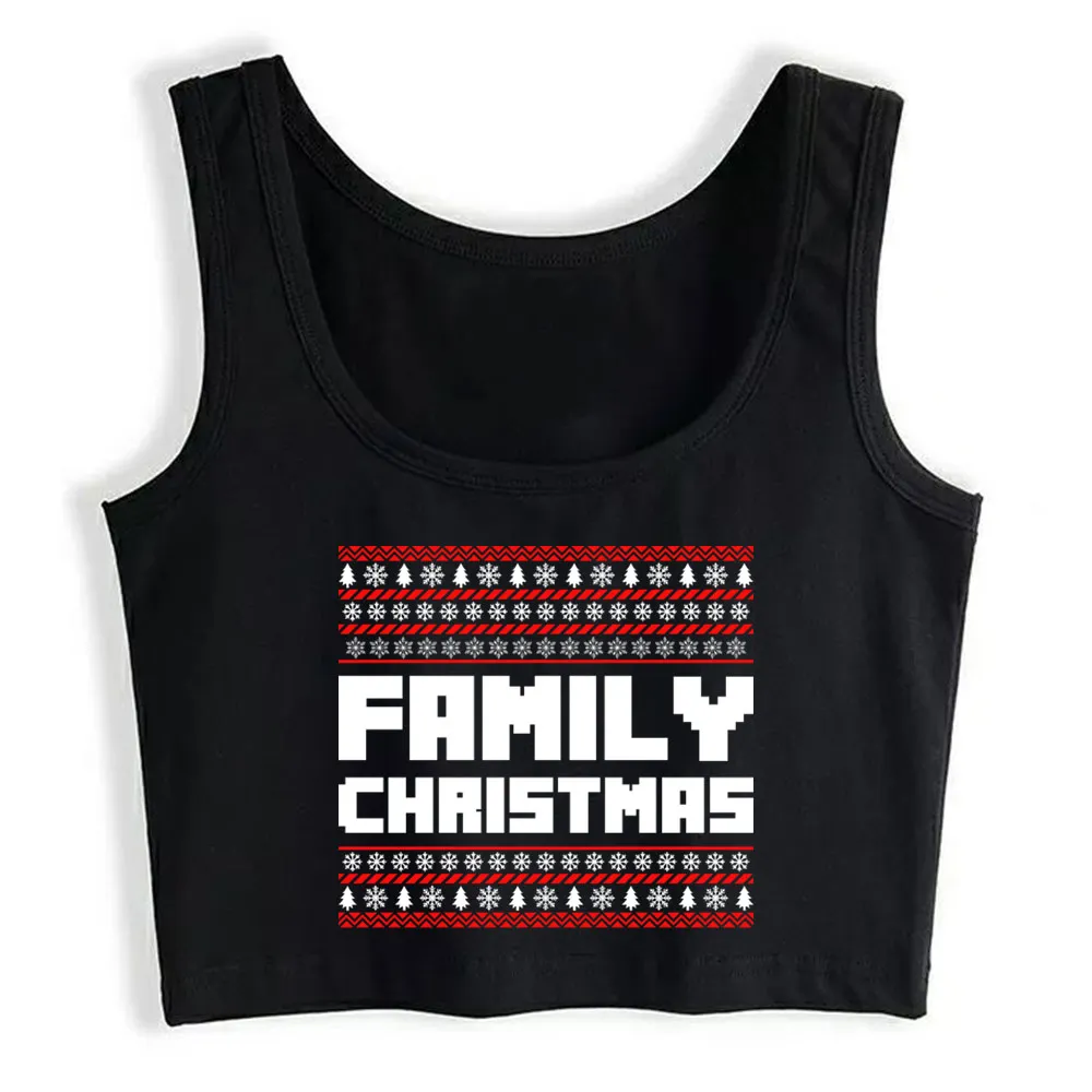 

Crop Top Female Christmas family christmas Cool Vintage Print Tops Women