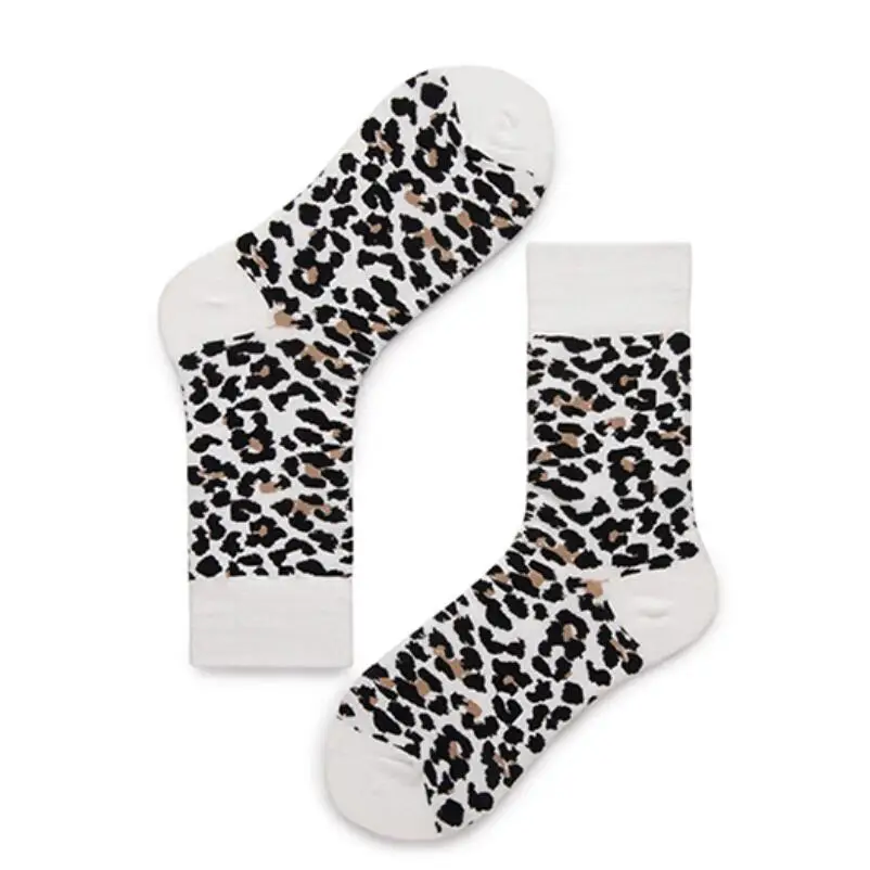 Women Men Solid Leopard Cotton Sport Socks Ankle Sock Unisex Animal Ivory Base Short Winter Socks 5 pairs/ lot AL185SC