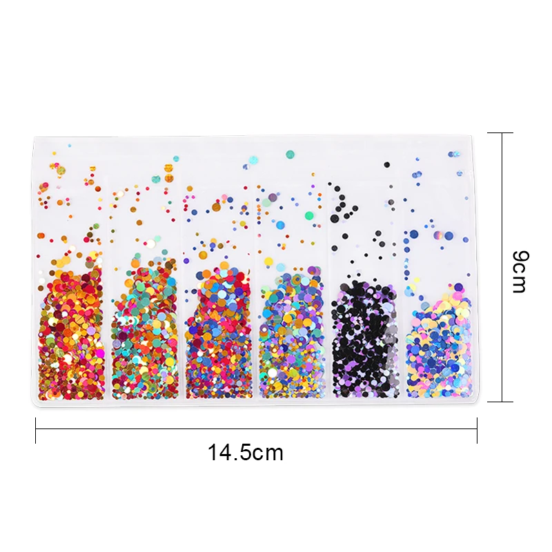 Смешанный Блестящий Порошок для ногтей 6 ячеек/пакет Радужные Блестки