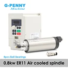 Мотор-шпиндель с воздушным охлаждением ER11, 220 В, 800 Вт, 4 шт. шарикоподшипника, точность 0.01, диаметр 65 мм и кВт, VFD инвертор