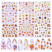 1 sheet autumn style yellow maple leaf labels sticker water transfer nail art stickers nail decals wraps decorations