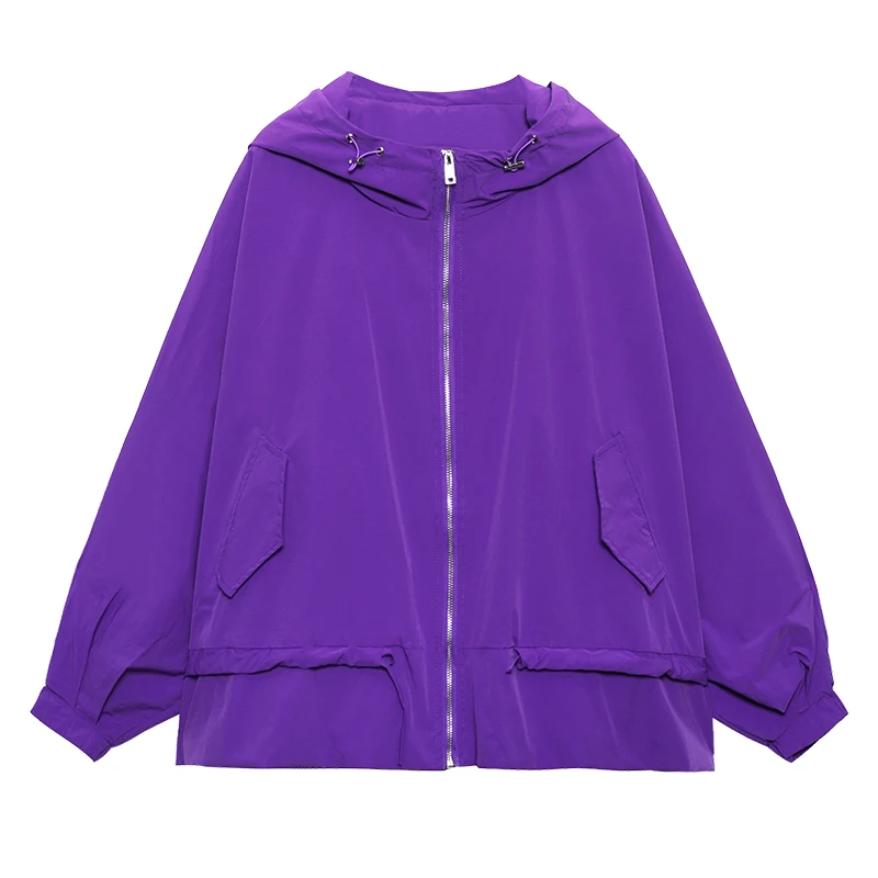 

kywommnz Women, Fashion, Printing, Short, Coat, Spring Autumn 2021, Vintage, Hooded, Long Sleeve, Streetwear, Tops E316