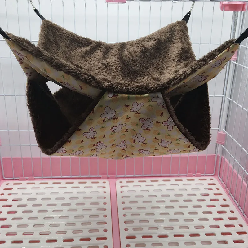 Yellow1 Теплый Гамак для хомяка, подвесная кровать для дома, зимнее маленькое животное, белка, морская свинка, Двухслойное плюшевое хлопковое гнездо, товары для домашних животных - Цвет: Yellow1