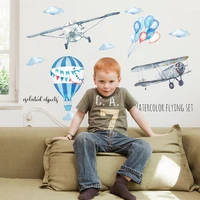 spaceship parachute childrens room bedroom porch corridor background wall removable wall stickers