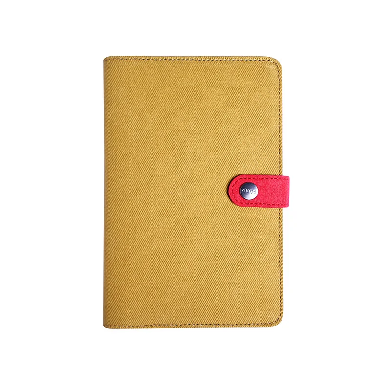 A Yellow Red Cotton cloth covered A5 notebook pure colored botebook school used note book office school supplies pocketbook - Цвет: A Yellow Red