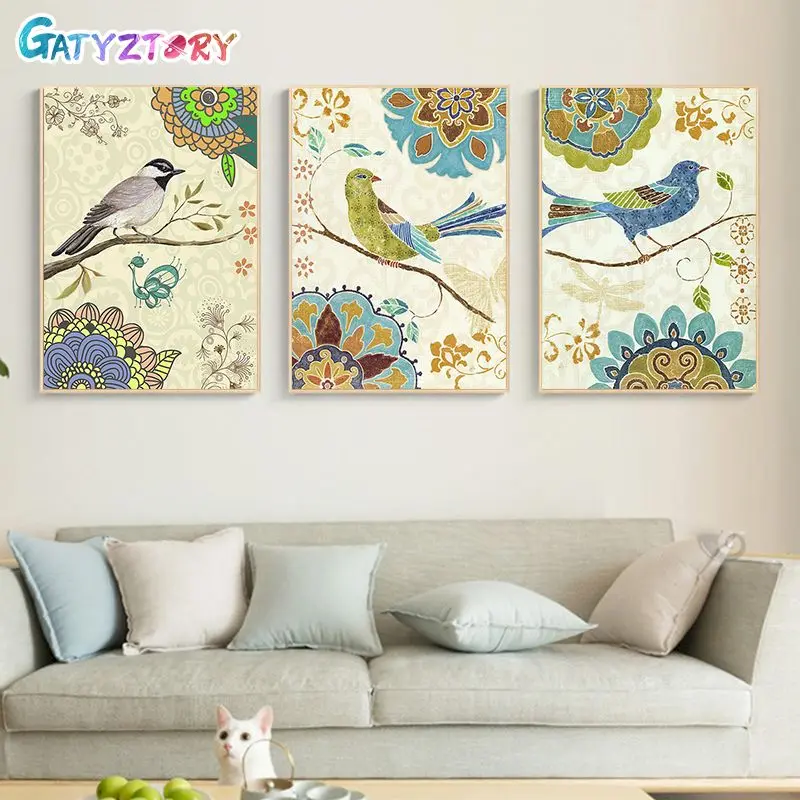 

GATYZTORY 60x75CM Painting By Numbers Birds Picture By Number DIY Painting ON Canvas Painting For Wall Art Framed