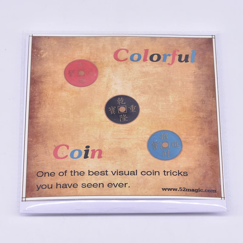 Цветные Волшебные трюки для монет крупным планом одна монета на три цвета