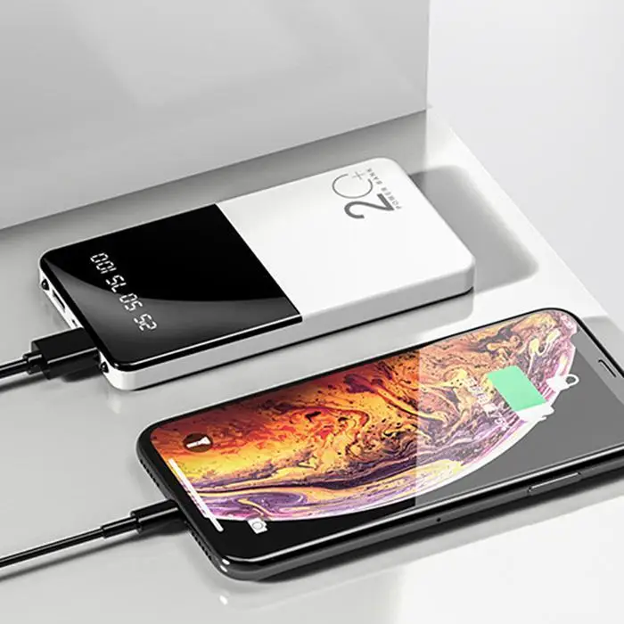 Power Bank 20000mAh портативное зарядное устройство зеркало внешняя Внешняя батарея свет