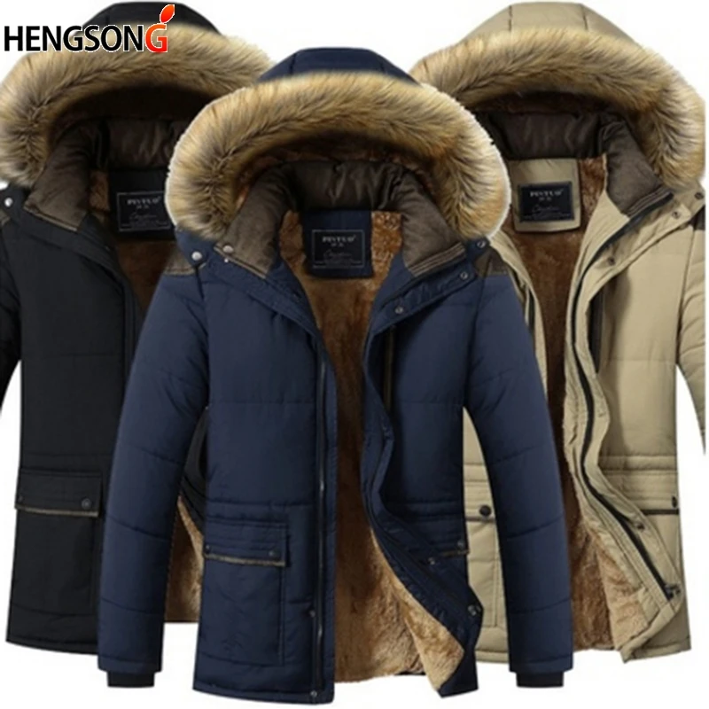 

Parka Men Coats Winter Fleece Jacket Men Slim Thicken Hooded Fur Collar Outwear Warm Coat Top Brand Clothing Ladies