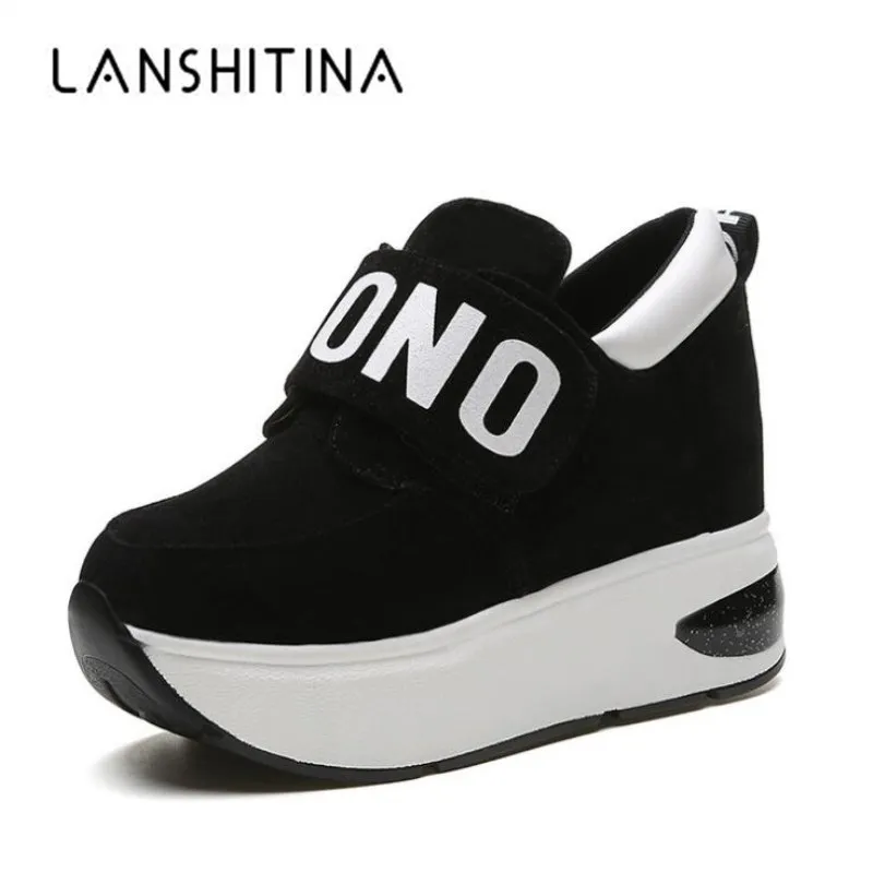 Новинка 2020 года Сезон осень Женская повседневная обувь на танкетке и высоком