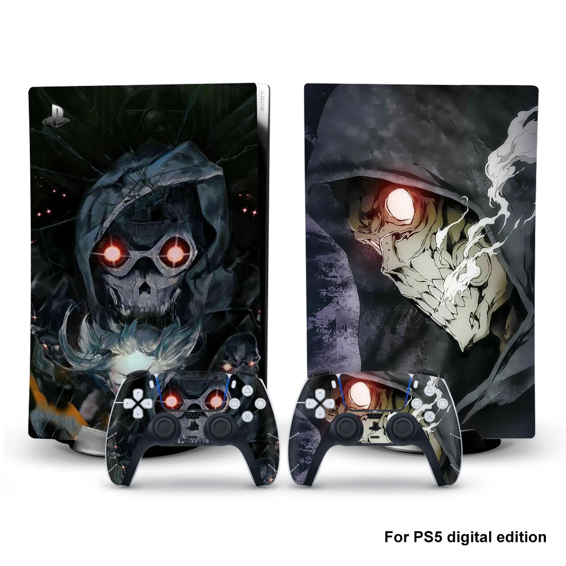 Стильная цифровая наклейка в виде черепа PS5 для Playstation 5 и 2 контроллера |