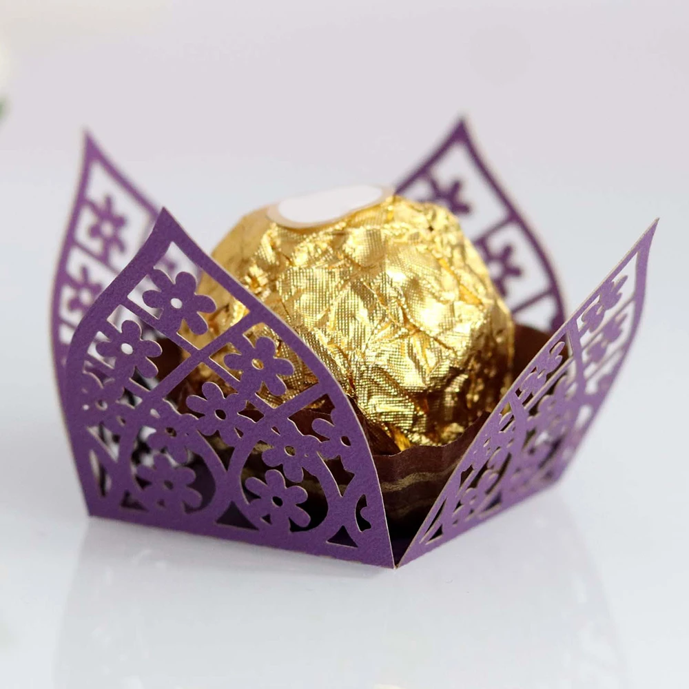 50 шт./лот мини цветок обертки для шоколадных конфет выдалбливают кронштейны