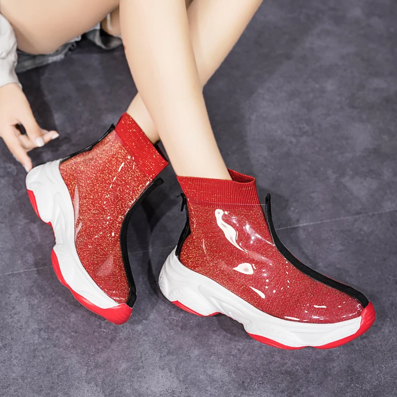 Осенние женские ботинки Модные на платформе Обувь толстой подошве Короткие