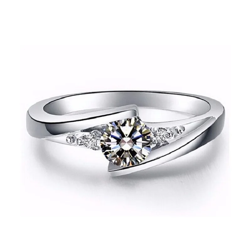 MDEAN белый золотой цвет Круглый ААА Циркон Свадебные кольца очаровательные