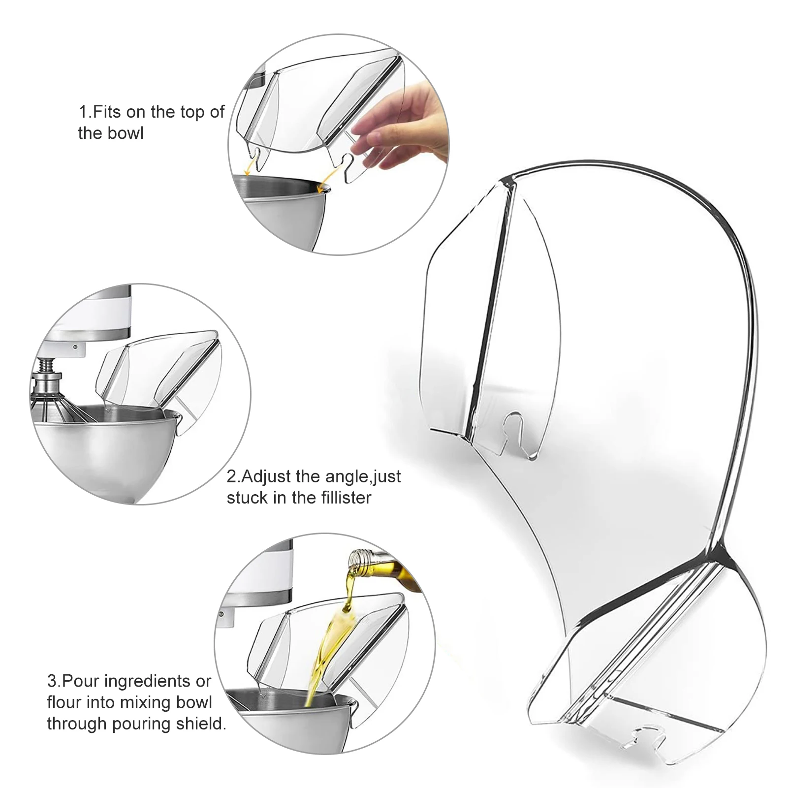 

4.5QT-6QT Bowl Pouring Shield Tilt Head Parts Accessories For Stand Mixer Not For Galss Bowls And Flared Edge Bowl