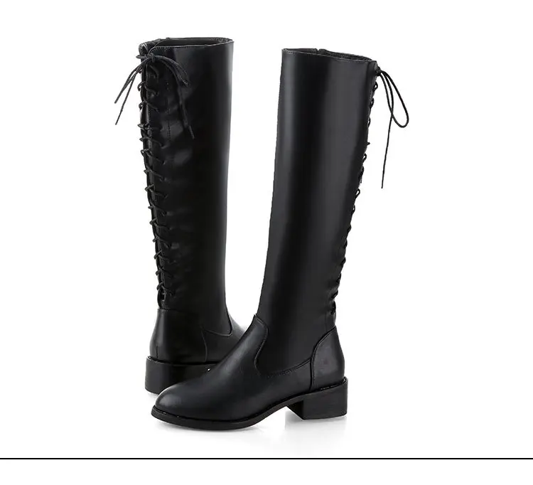 Сапоги Aleafalling женские мотоциклетные до колена сапоги-трубы с перекрестной