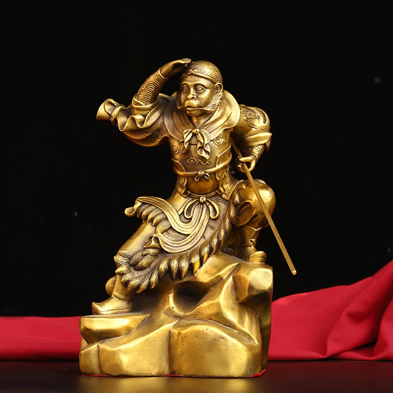 

12"Tibetan Temple Collection Seikos Brass The Monkey King Fight against Buddha mythology figure Ornaments Town House Exorcism