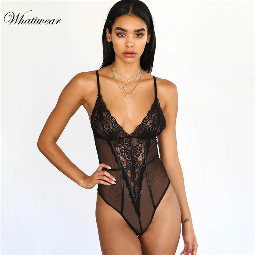 Женское Кружевное боди Whatiwear с глубоким V-образным вырезом | Женская одежда