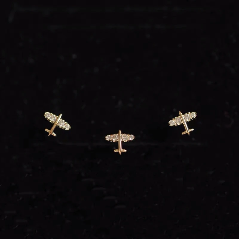 Простые серьги-гвоздики с четырехлистным клевером маленькие циркониевые милые