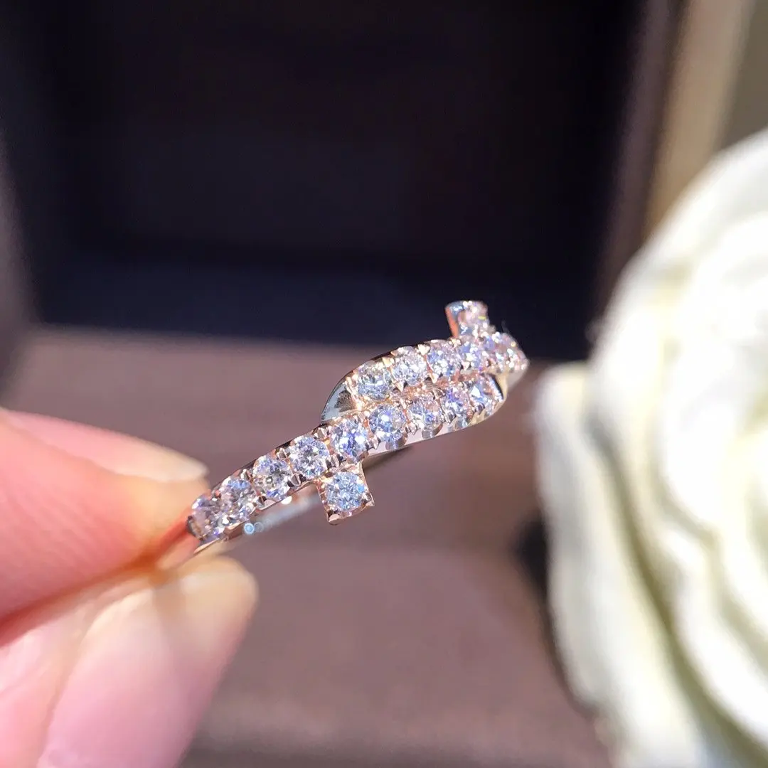 Кольцо с натуральным бриллиантом 18K золото чистое красивое кольцо драгоценными