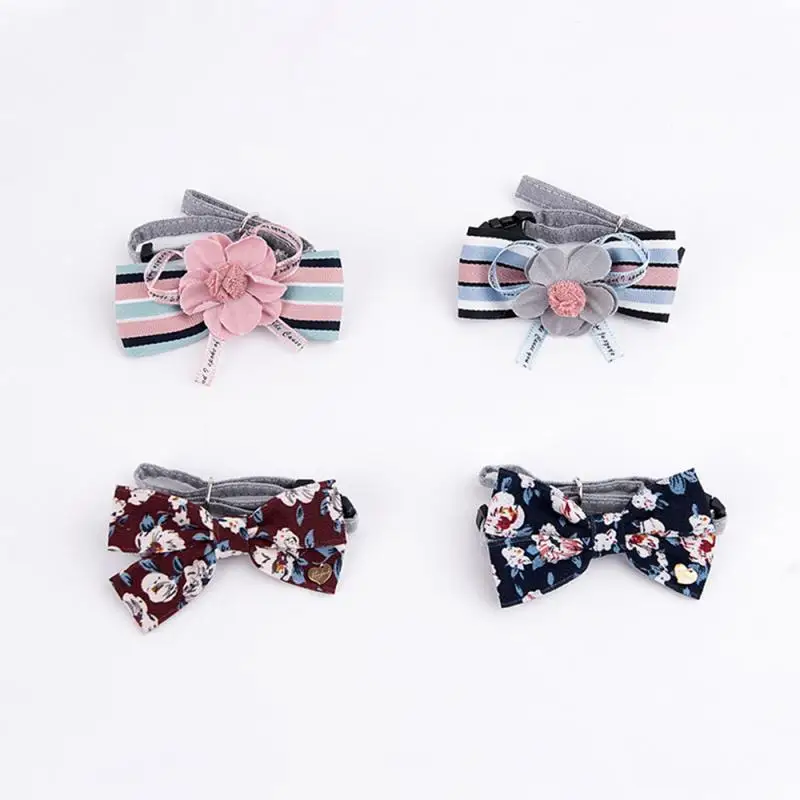 

4PCS Pet Bow Collar Dog Cat Floral Apparel Decoration Supplies Doggy Kitten Adjustable Bowknot Puppy Chihuahua Chien Collars