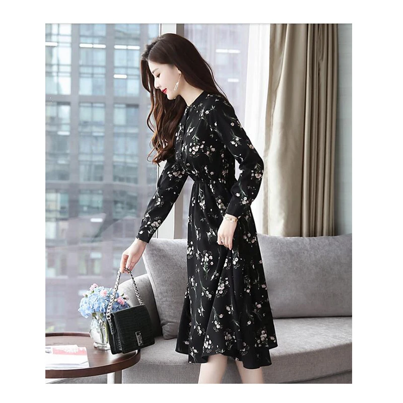 Женское винтажное облегающее платье средней длины с длинным рукавом | Женская