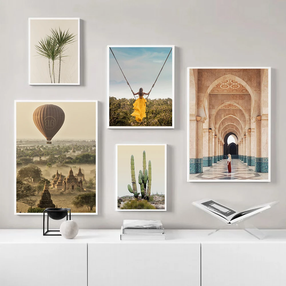 Кактус кактус горячий воздушный шар слон марокканский постер настенное