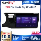 Новинка! 7862 QLED экран 1280*720 Android 10,0 для Honda City 2014 - 2017 автомобильное радио, мультимедийный видеоплеер, навигация GPS