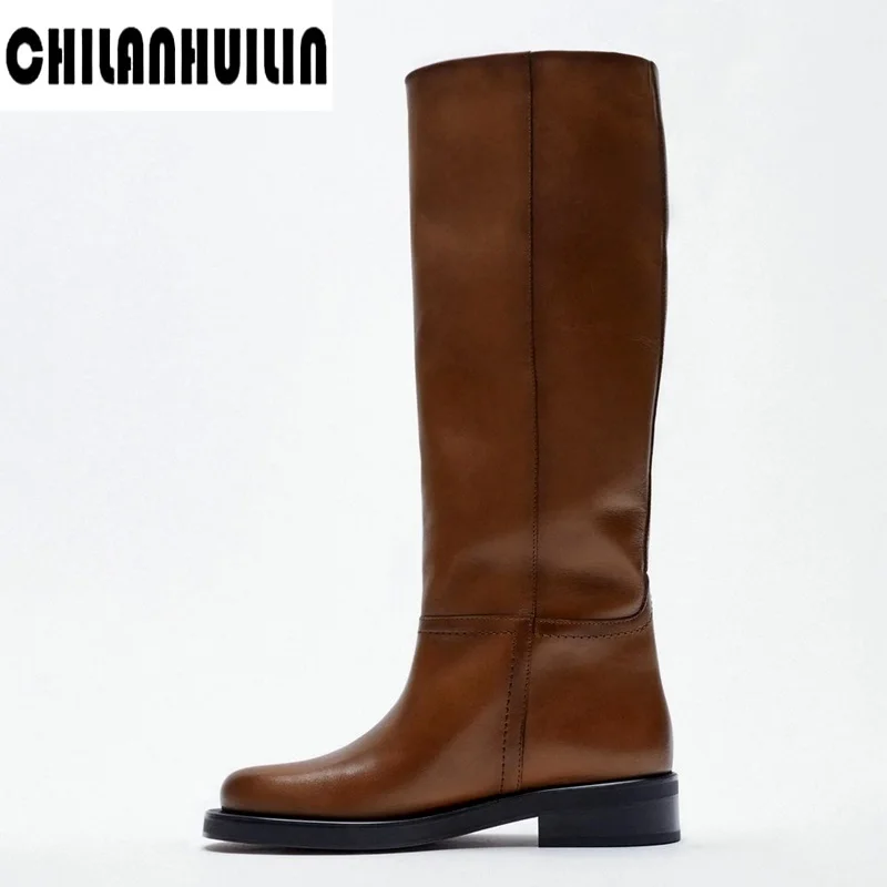 

plus size women knee high boots microfiber leather platform autumn shoes woman thick heels warm short plush snow boots Ins hot