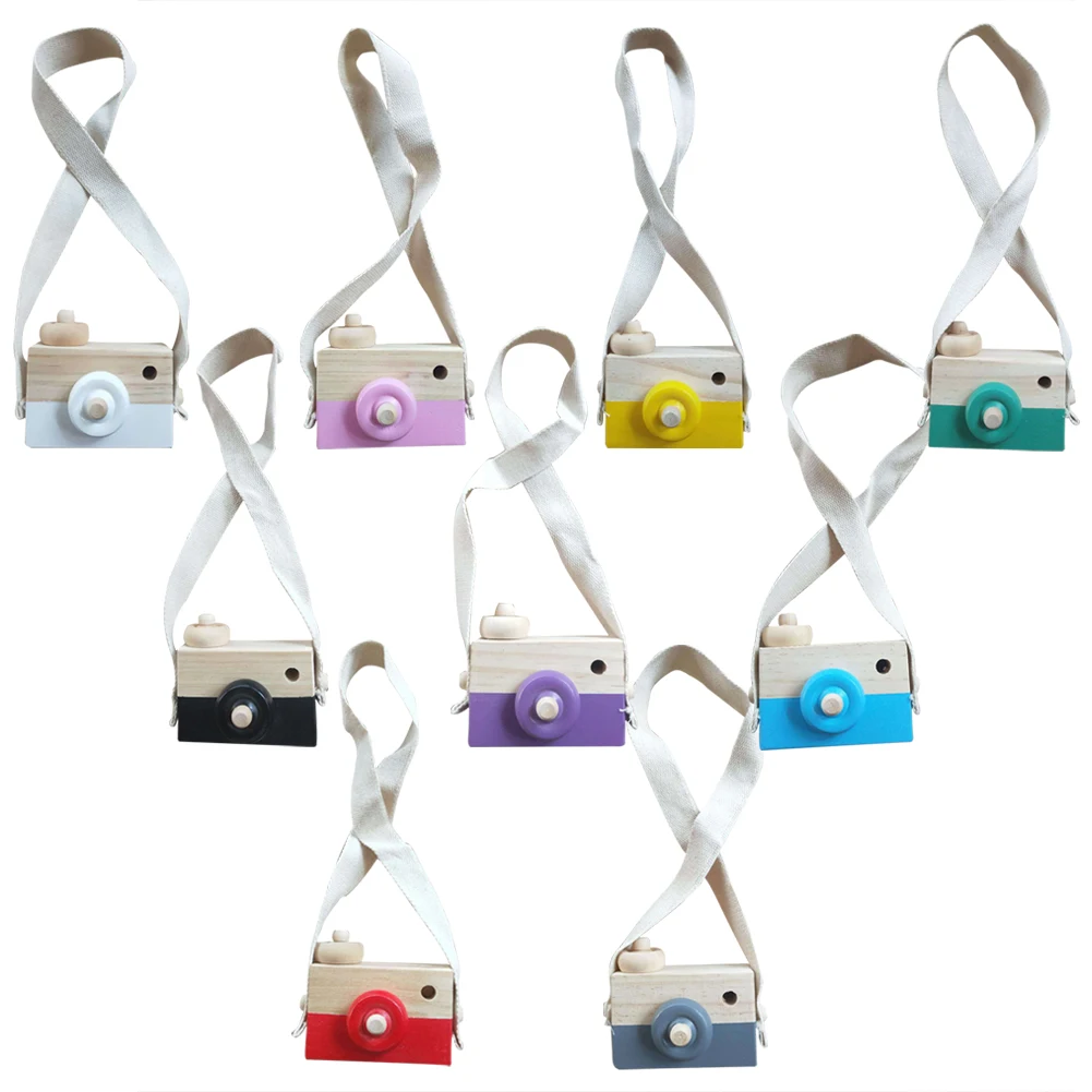 

Montessori Cute Mini Hanging Wooden Camera Toy Portable Kids Photography Props Educational Toys Room Decor for Christmas Gift
