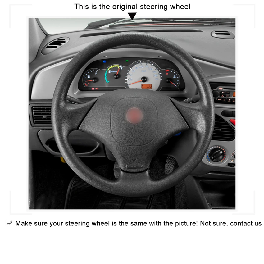 Чехол рулевого колеса автомобиля MEWANT из черной искусственной кожи для Fiat Albea 2002