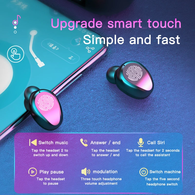 

ALECUCI F9-6 True Wireless Earbuds Bluetooth 5.0 Earphones TWS Stereo Headphones with Smart LED Display Mic Deep Bass Mini Case