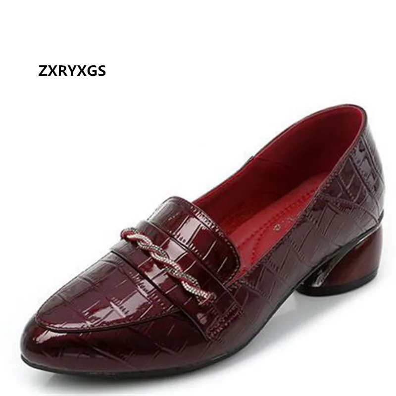 ZXRYXGS/стильная обувь из воловьей кожи стразы женская на высоком каблуке 2020