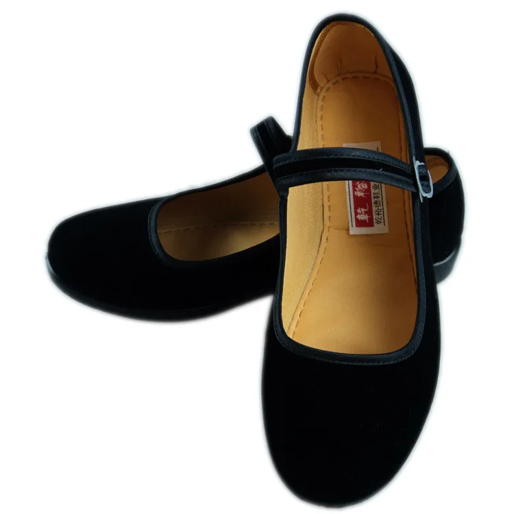 

2021 new cloth shoes women's low-race casual flat shoes hotel black shoes