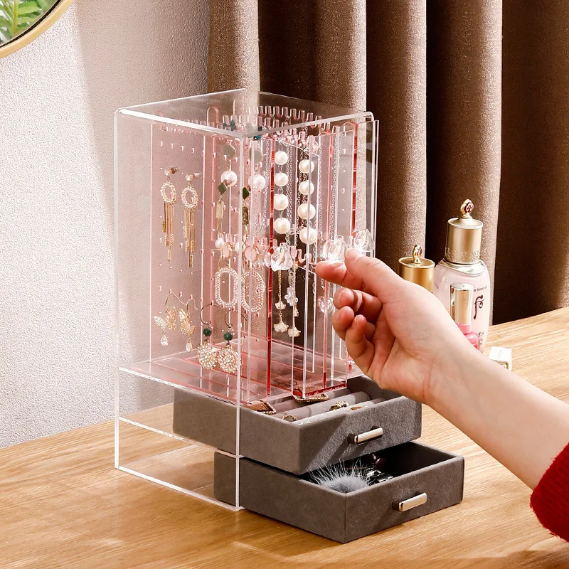 

Acrylic small earrings earrings necklace display stand simple dust ring jewelry box jewelry storage box