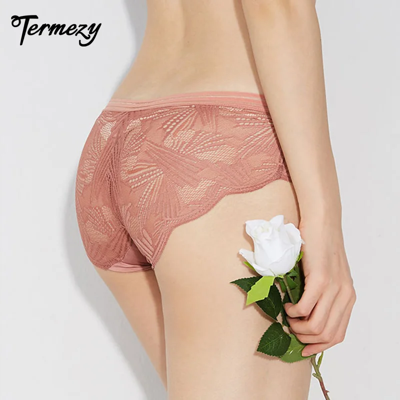 TERMEZY, сексуальные женские трусики, кружевные, низкая талия, одноцветные, сексуальные трусы, женское Прозрачное нижнее белье, Дамское Белье, стринги, трусики M L