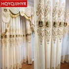 Шторы затемняющие в европейском стиле, шениль с вышивкой, вилла, бежевые шторы s для гостиной, занавески из вуали на заказ для спальни