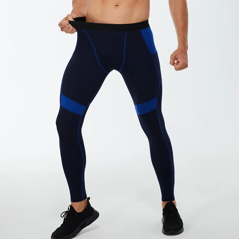 Compression Pants Men Running Tights With Pocket Basketball Gym Fitness Legging Workout Elastic Waist Trousers Men Training Wear