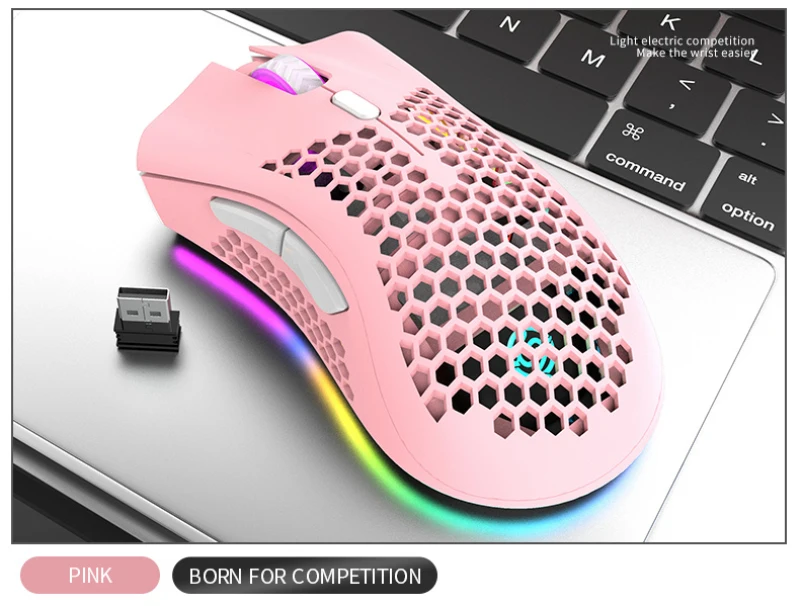 

2.4G Wireless Mouse Optical 7 Buttons Mouse Gamer USB Receiver 1600DPI Adjustable RGB Backlit Honeycomb Gaming Mouse Gamer Mice